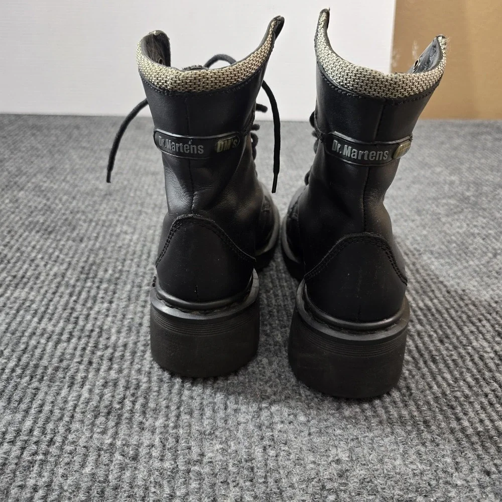 Dr Doc Martens Black Leather Cap Toe Combat‎ Boots Size 5 Made In England AW004